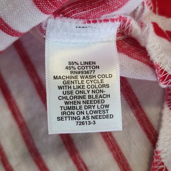 Liz Claiborne Linen Cotton Aline Shift Dress Candy Cane Stripe Holiday Large - Picture 7 of 9